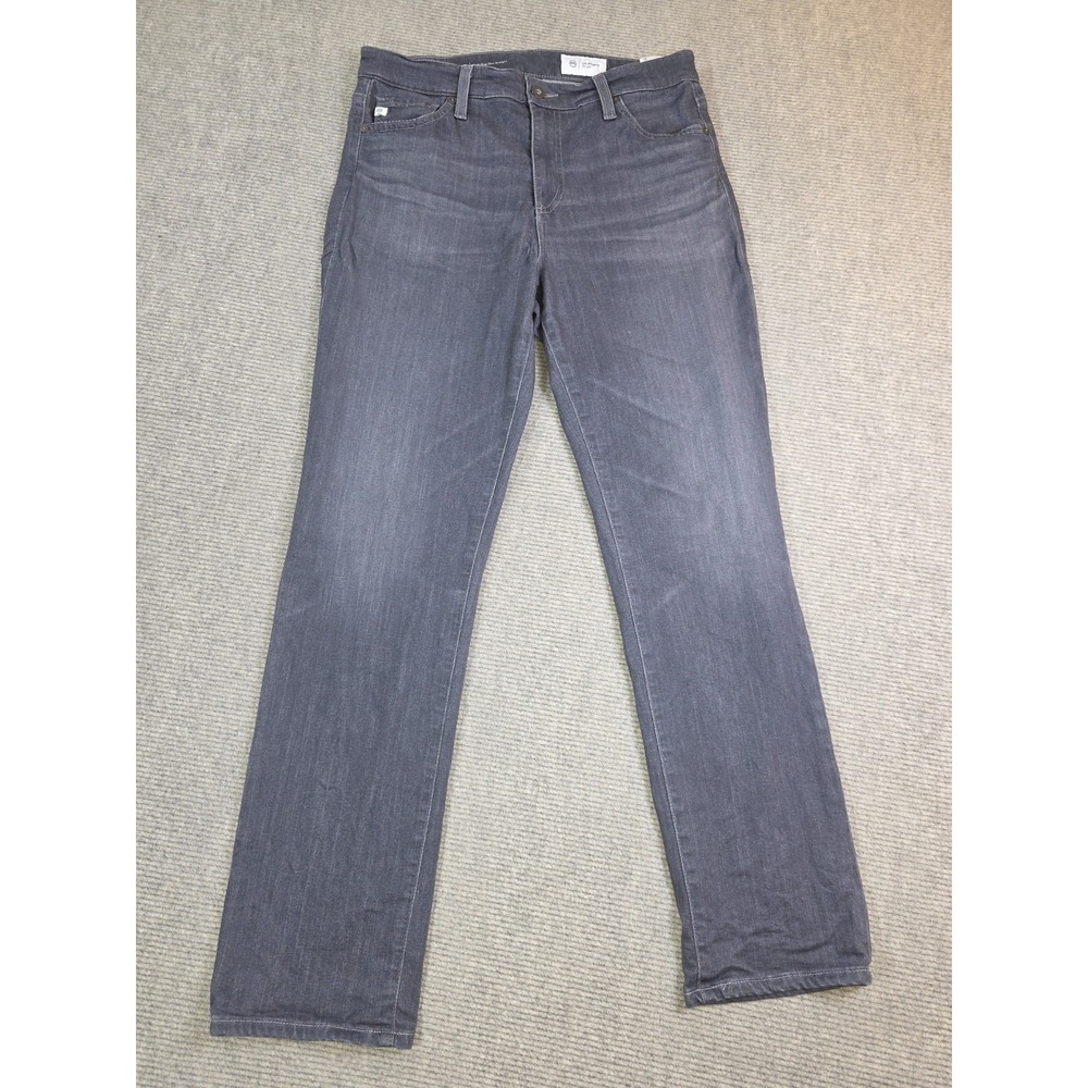 AG Adriano Goldschmied Mari High Rise Slim Straight Jeans Gray Logo 32x28.5
